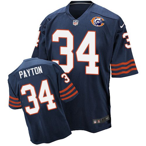 Nike Bears #34 Walter Payton Navy Blue Throwback Men's Stitched NFL Elite Jersey - Click Image to Close